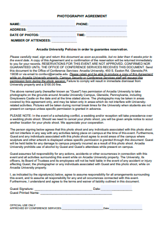Photography Agreement in PDF