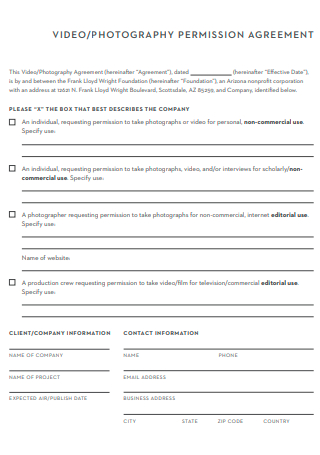 Photography Permission Agreement