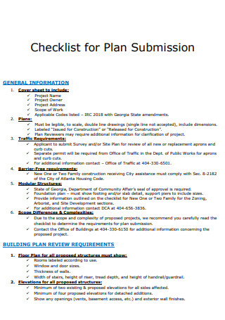 Plan Submission Checklist