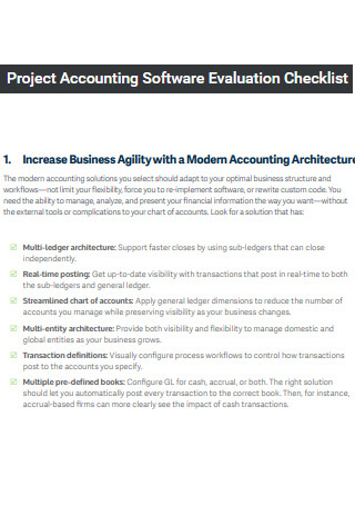 Project Accounting Software Evaluation Checklist
