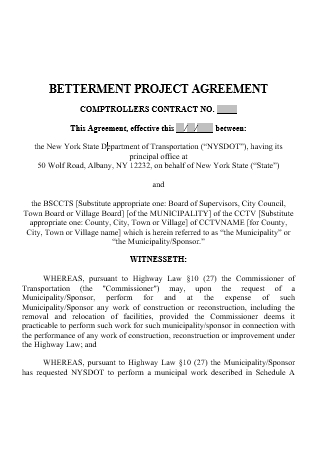 Project Agreement in DOC