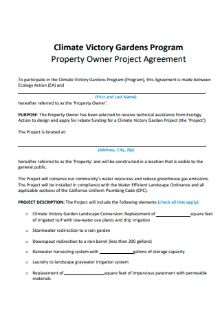 Property Owner Project Agreement