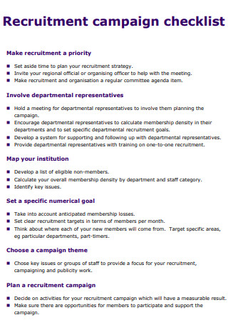 Recruitment Campaign Checklist