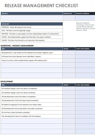 Release Management Checklist