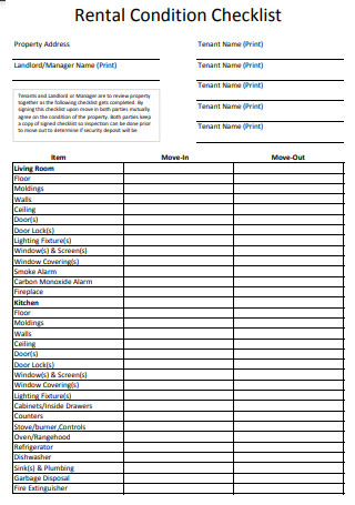 Rental Condition Checklist