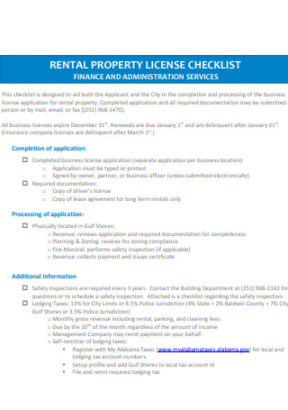 Rental Property License Checklist