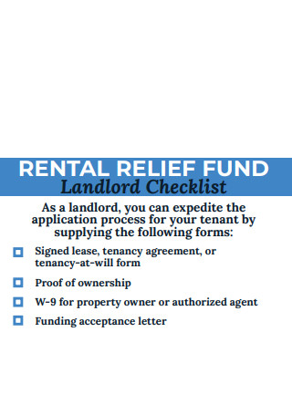 Rental Relief Fund Landlord Checklist