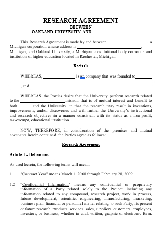 Research Agreement in DOC