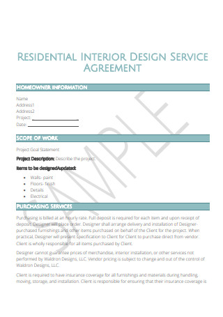 Residential Interior Design Service Agreement