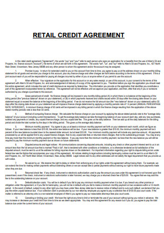Retail Credit Agreement