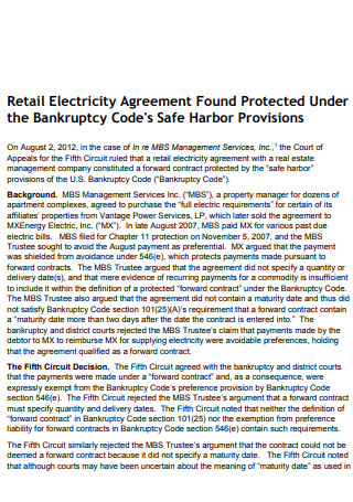 Retail Electricity Agreement