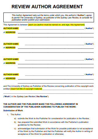 Review Author Agreement