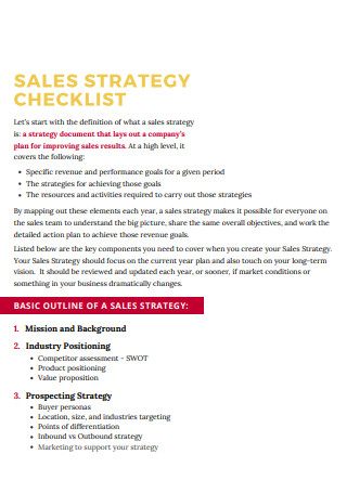Sales Strategy Checklist