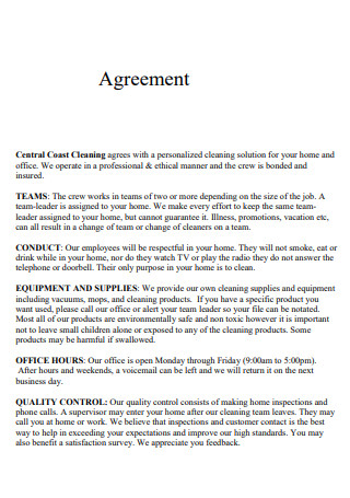 Sample Cleaning Agreement