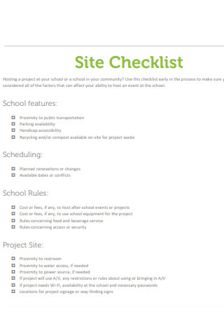 Sample Site Checklist