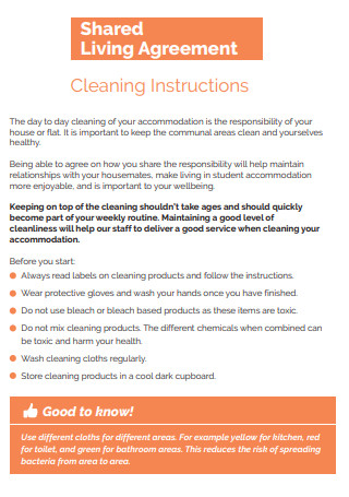 Shared Living Cleaning Agreement