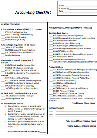 Simple Accounting Checklist