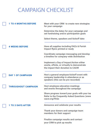 Simple Campaign Checklist