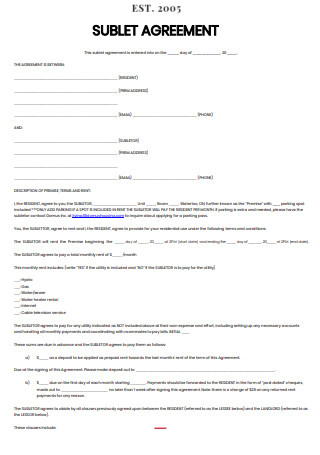 Simple Sublet Agreement