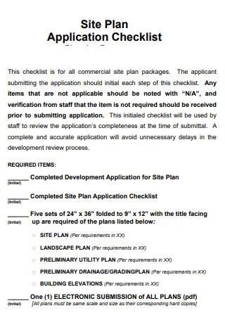 Site Plan Application Checklist