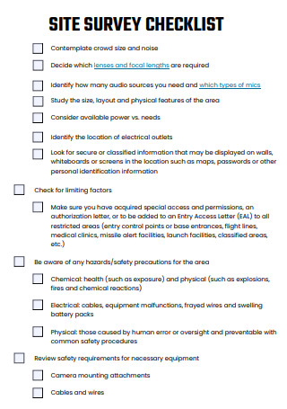 Site Survey Checklist