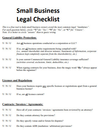 Small Business Legal Checklist