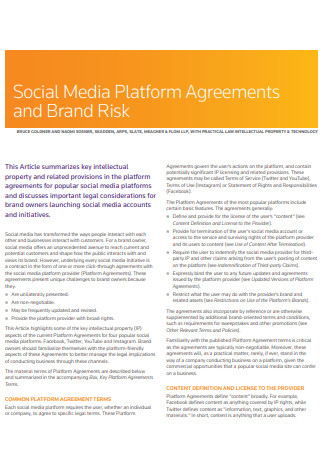Social Media Platform Agreements