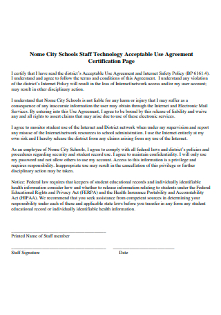 Staff Technology Acceptable Use Agreement
