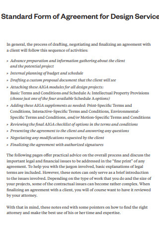 Standard Form of Agreement for Design Services