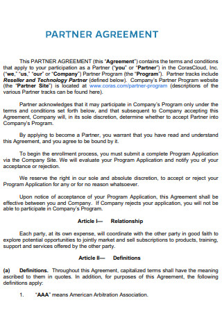 Standard Partner Agreement