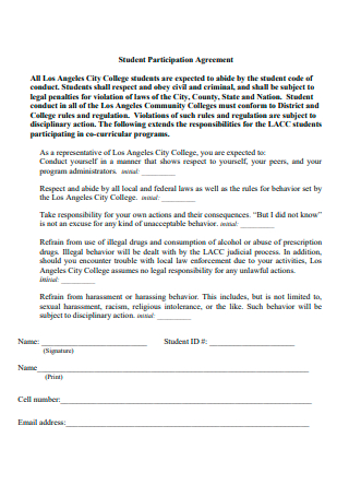 Student Participation Agreement