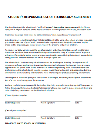 Student Responsible Use of Technology Agreement