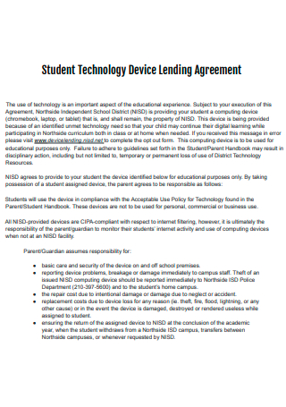 Student Technology Device Lending Agreement