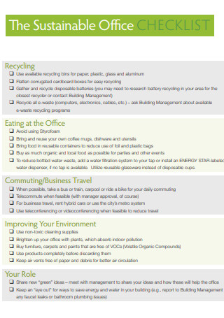 Sustainable Office Checklist