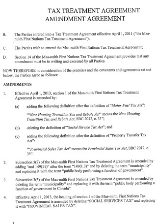 Tax Amendment Agreement