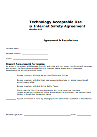 Technology Acceptable Use and Internet Safety Agreement