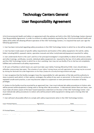 Technology Centers General User Responsibility Agreement