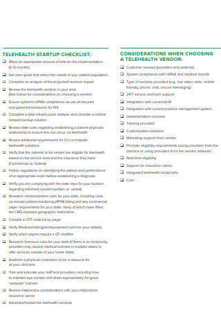 Telehealth Startup Checklist