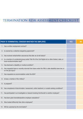 Termination Risk Assessment Checklist