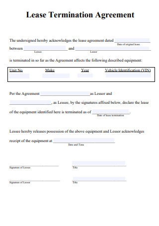 Termination of Lease Agreement Example