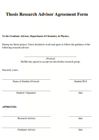 Thesis Research Advisor Agreement Form