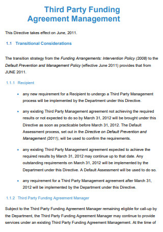Third Party Funding Agreement Management