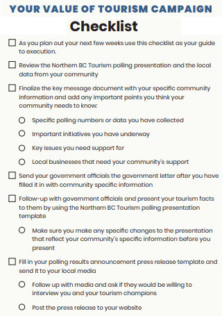 Tourism Campaign Checklist
