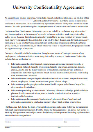 University Employee Confidentiality Agreement