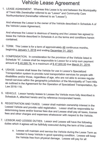 Vehicle Lease Agreement Template