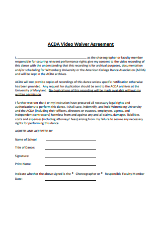 Video Waiver Agreement