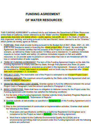 Water Resource Funding Agreement