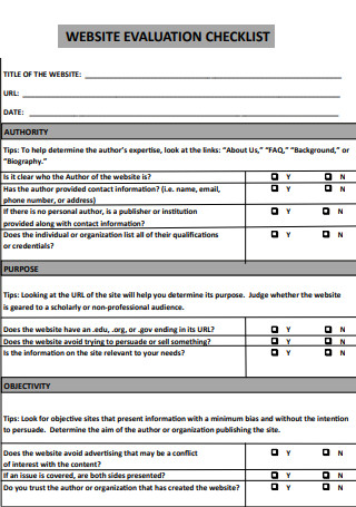 Website Evaluation Checklist
