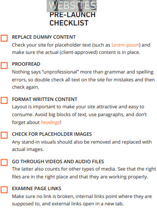 Website Pre Launch Checklist
