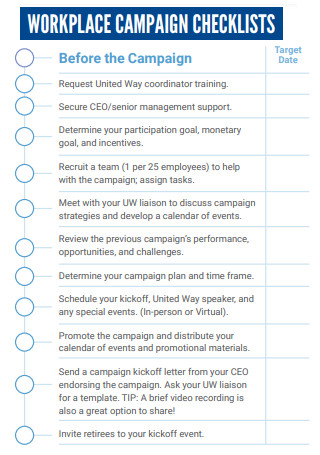 Workplace Campaign Checklist